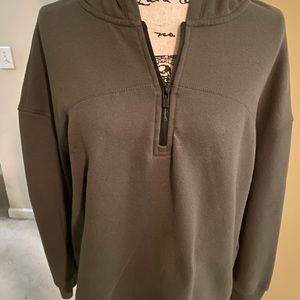 Comfy zip up olive green hoodie.